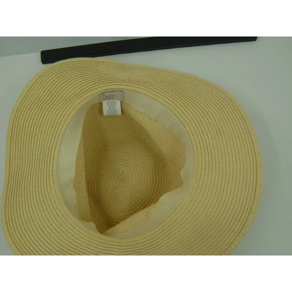 A New Day Womens Tan Straw Wide Brim Floppy Sun Hat Beach Summer One Size
